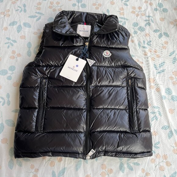 Moncler Shiny Black Puffer Vest - Picture 1 of 8